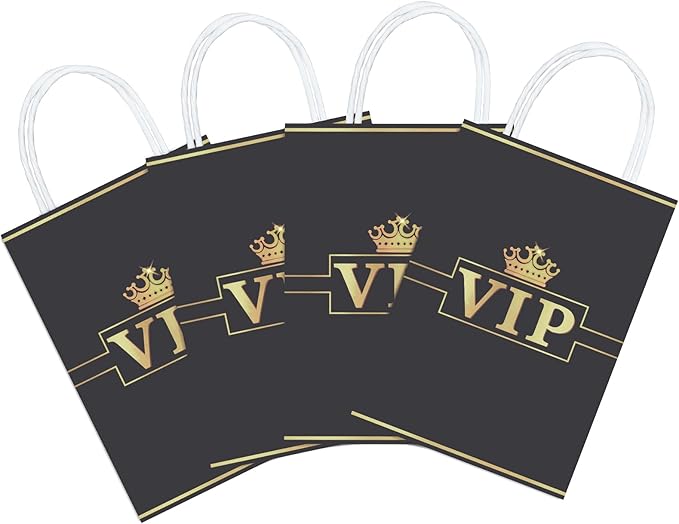Brattol 16 Pieces VIP Gift Bags for VIP Birthday Party Supplies,VIP Goody Snacks Treat Candy Party Favors Bags with Handles for Kids Adults Hollywood Movie Theme Party Decorations
