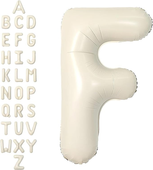 SUWEN 40 Inch Cream Large F Letter Balloons Big Foil Helium Letter Balloons A-Z Jumbo Mylar Happy Birthday Party Decorations for Girl Anniversary Party Supplies