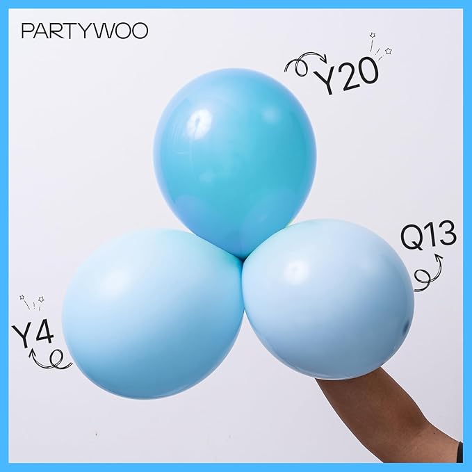 PartyWoo Light Blue Balloons 152pcs Different Sizes of 18 12 10 5 Inch Baby Pastel Sky Aqua Blue Balloon Arch Kit Garland for Birthday Gender Reveal Baby Shower Graduation Party Decorations Blue-Y4