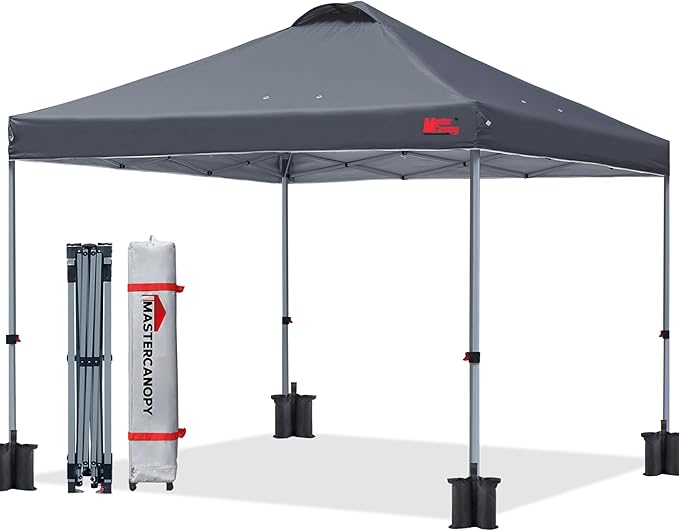 MASTERCANOPY Durable Pop-up Canopy Tent with Roller Bag (8x8, Dark Grey)
