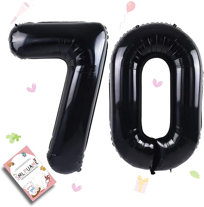40 inch Number Balloon 0-9 Black Large Number 70 Balloons,Digital Balloons for Birthday Party Celebration Decorations Supplies, Helium Foil Number Balloons for Wedding Anniversary