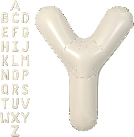 SUWEN 40 Inch Cream Large Y Letter Balloons Big Foil Helium Letter Balloons A-Z Jumbo Mylar Happy Birthday Party Decorations for Girl Anniversary Party Supplies