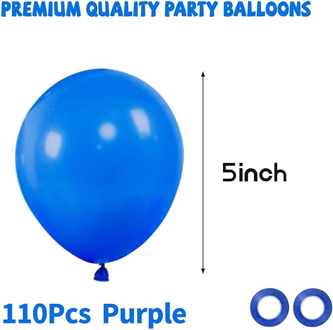 Blue Balloons 110Pcs, 5 Inch Small Blue Latex Party Balloons, Mini Thick Blue Balloons for Birthday Wedding Baby Shower Decorations.