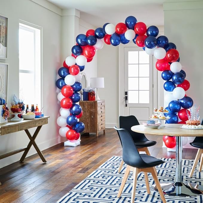 Voircoloria 130pcs Red White Blue Balloons Different Sizes 18" 12" 10" 5" Party Latex Balloons for Birthday Graduation 4th of July Independence Day Anniversary New Year Holiday Party Decorations