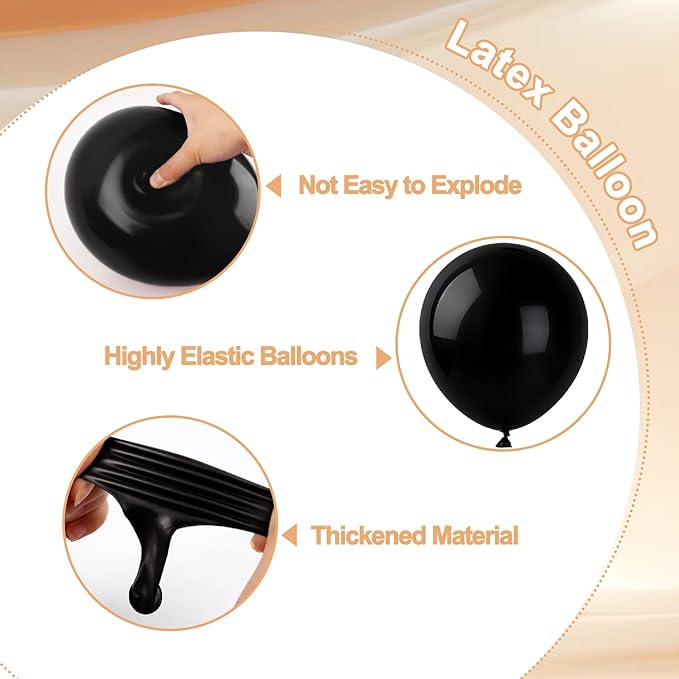 Black and Silver Balloons, 60 Pcs 12 Inch Latex Balloons with 1 Ribbon, for Birthday Wedding Bridal Shower Party Decorations