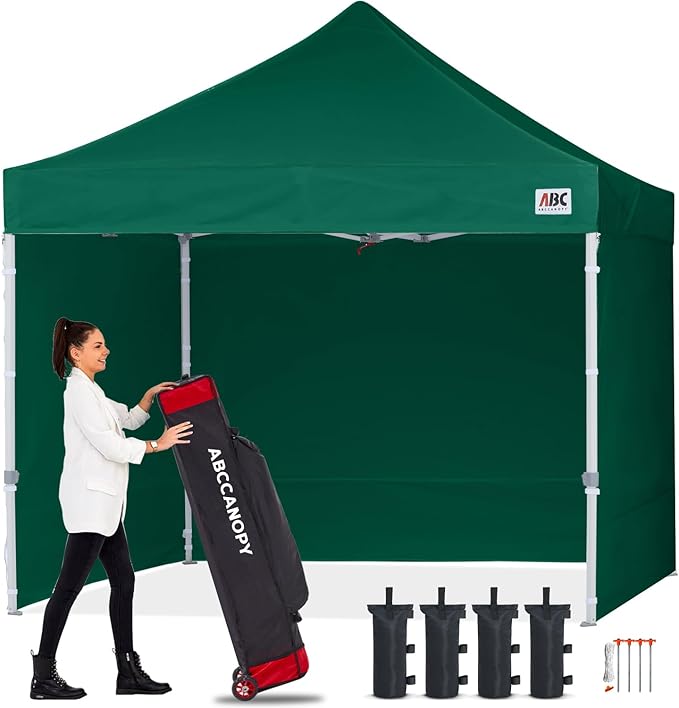 ABCCANOPY Easy Pop Up Canopy Tent with Sidewalls 10x10 Commercial -Series, Forest Green