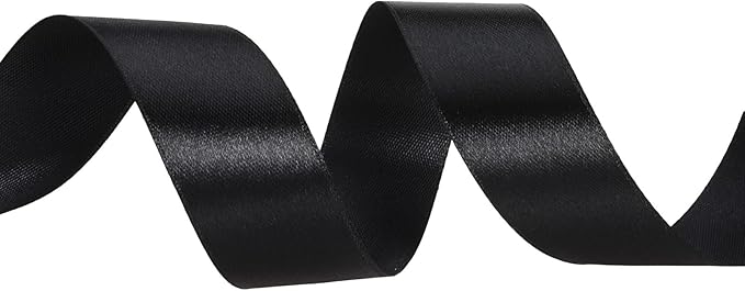 YASEO 1 Inch Black Solid Satin Ribbon, 50 Yards Craft Fabric Ribbon for Gift Wrapping Floral Bouquets Wedding Party Decoration