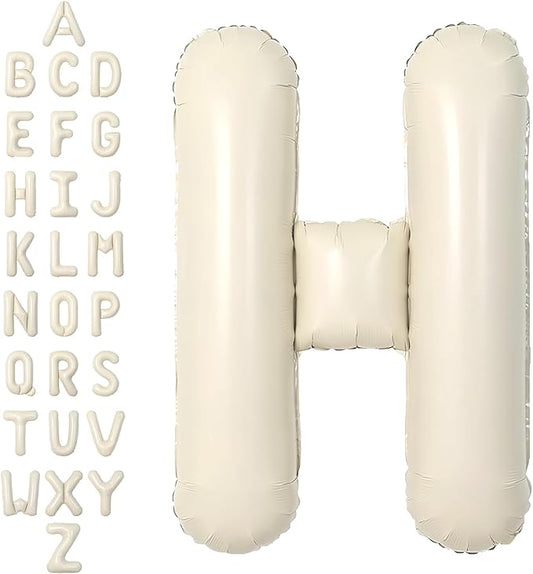SUWEN 40 Inch Cream Large H Letter Balloons Big Foil Helium Letter Balloons A-Z Jumbo Mylar Happy Birthday Party Decorations for Girl Anniversary Party Supplies
