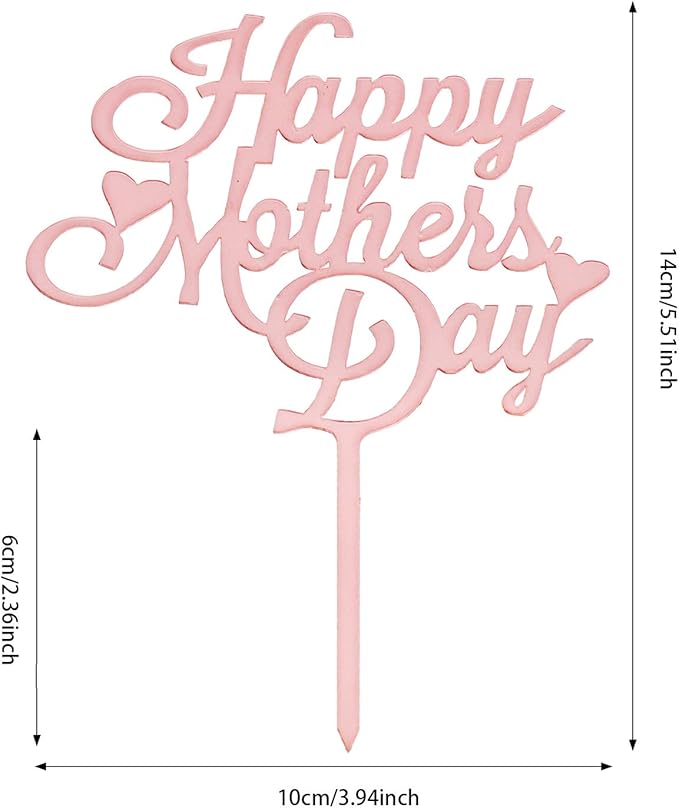 Mother's Day Cake Topper, 10pcs Acrylic Happy Mother's Day Cupcake Topper for Birthday Mother's Day Cake Party Decoration Supplies (Pink -1)