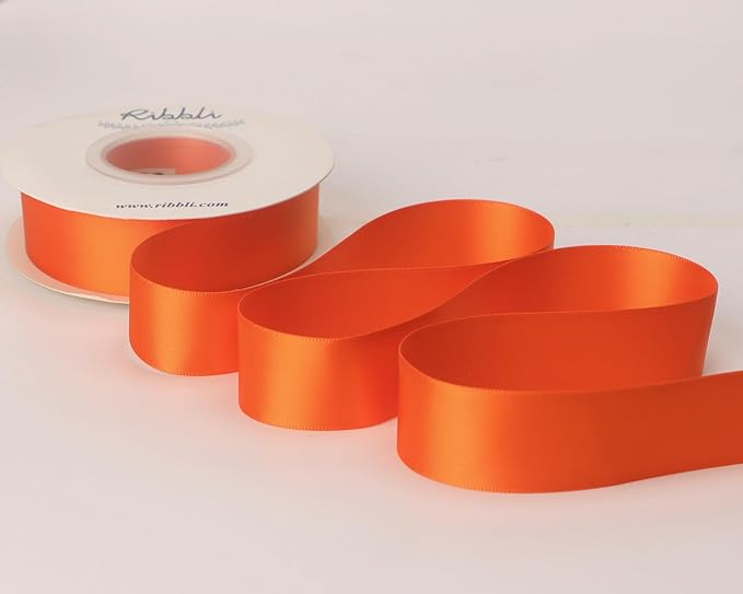 Ribbli Torrid Orange Double Faced Satin Ribbon,1” x Continuous 25 Yards,Use for Craft Bows Bouquet, Gift Wrapping, Wedding Decoration, Floral Arrangement