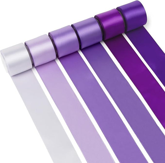 Purple Ribbon 1-1/2 Inch Lavender/Violet/Lilac Assorted Purple Double Faced Satin Ribbons for Flower Bouquet Wedding Invitation Bridal Shower Decor Gift Wrapping Hair Bows Crafts - 30Yds