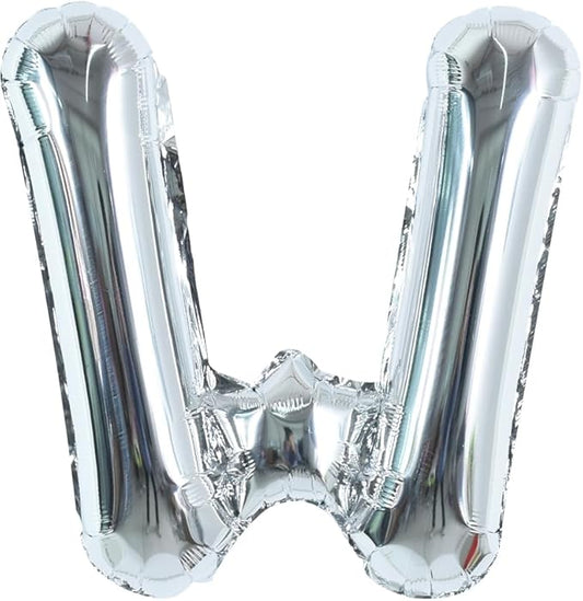 TONIFUL 40 Inch Large Silver Letter W Balloons Helium Balloons,Foil Mylar Big Letter Balloons for 2026 New Year Eve Graduation Wedding Baby Shower Birthday Party Anniversary Supplies Decorations