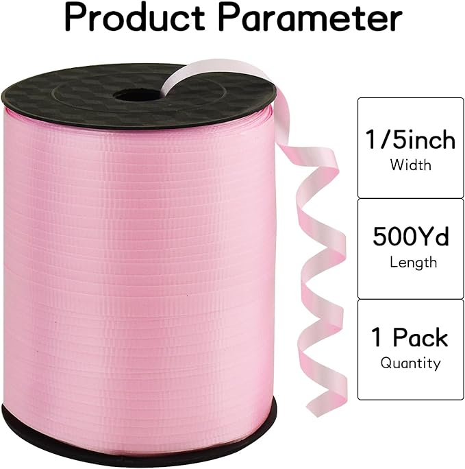 BEISHIDA 500 Yards Matte Light Pink Curling Crimped Ribbon Balloon String Ribbons for Gift Wrapping Ribbon for Birthday Valentines Baby Shower Mothe's Day Decoration