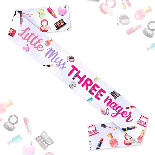 Little Miss Threenager Birthday Decorations for Girls Little Miss Threenager Birthday Sash Makeup 3rd Bday Decorations for 3rd Bday Party Favors