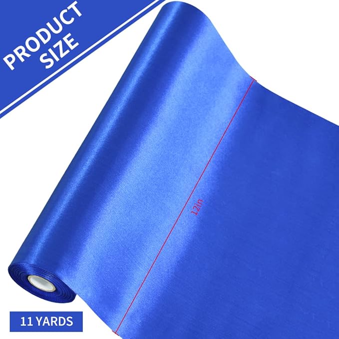 TONIFUL Royal Blue Satin Extra Wide Ribbon - 12 Inch X 11 Yards for Christmas, Weddings, Gift Wrapping & More