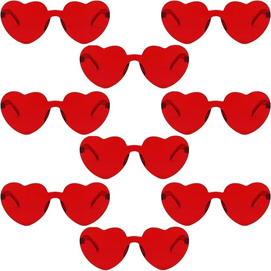 9 Pack Heart Shaped Sunglasses Rimless Heart Glasses for Bachelorette Party Birthday Decorations Party Favors