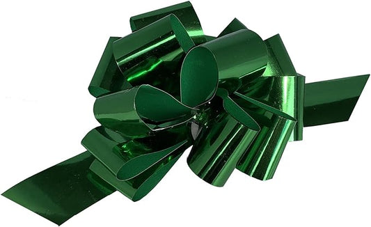 Metallic Emerald Green Pull Bows - 5" Wide, Set of 10, St. Patrick's Day, Easter, Spring, Earth Day, Wreath, Swag, Garland, Gift Wrap, Baskets, Fundraiser, Birthday, Party Decor, Office