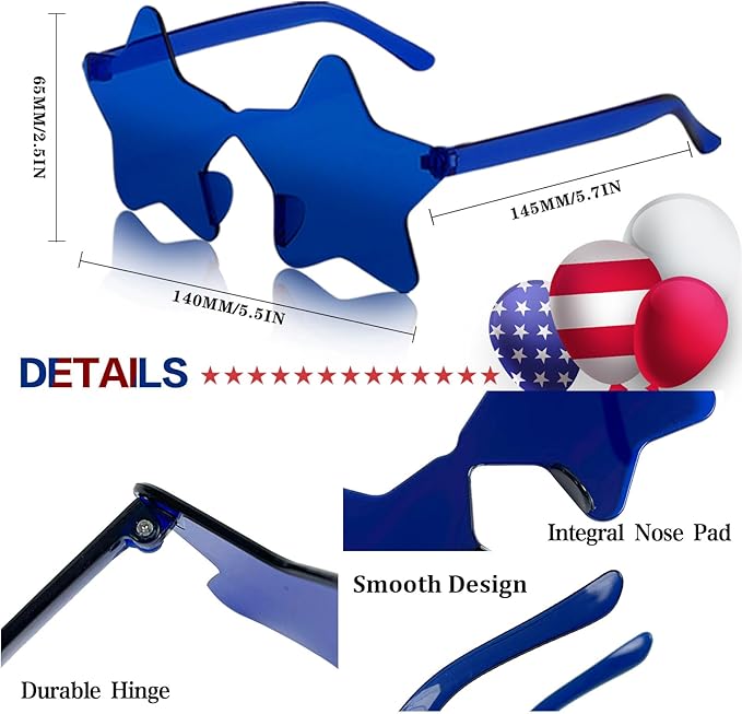 12/24 Pack Rimless Star Sunglasses for Women Men, Fun Pentagram Glasses Colorful Sunglasses Party Favors Set