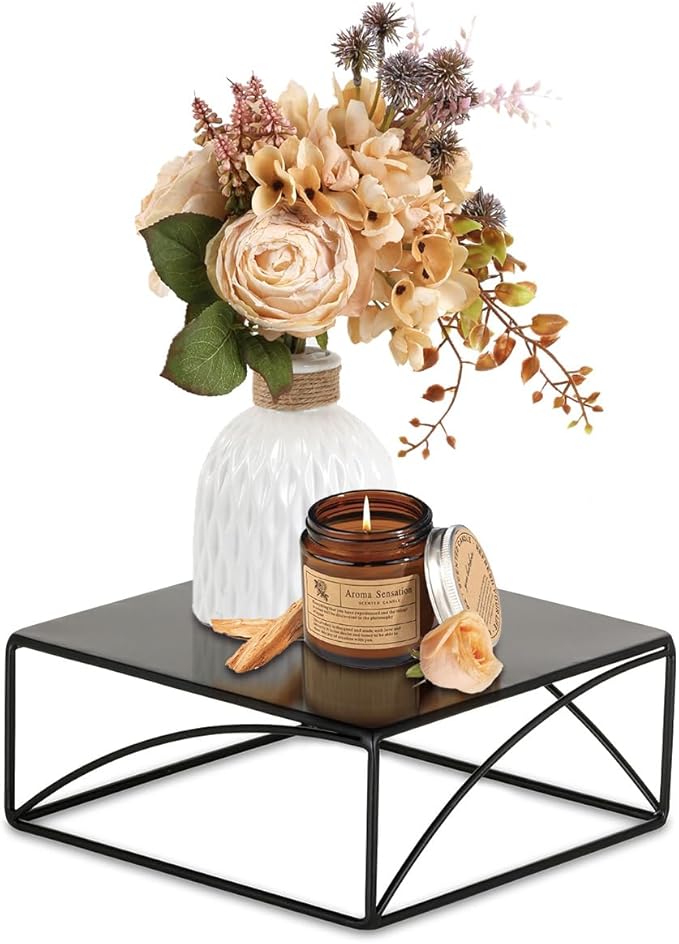 NUPTIO Cake Stand Cupcake Display Metal Dessert Pedestal Stands Food Riser Black Display Plate for Party Halloween Birthday Event Kitchen Table Baby Shower Square Buffet Vase Plant Stand