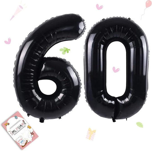 40 inch Number Balloon 0-9 Black Large Number 60 Balloons,Digital Balloons for Birthday Party Celebration Decorations Supplies, Helium Foil Number Balloons for Wedding Anniversary