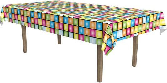 Beistle Disco Tablecover, 54” x 108” – Plastic Table Cloth, Rectangular Tablecloth, Covers for Party, Party Decorations, Theme Groovy Multicolor