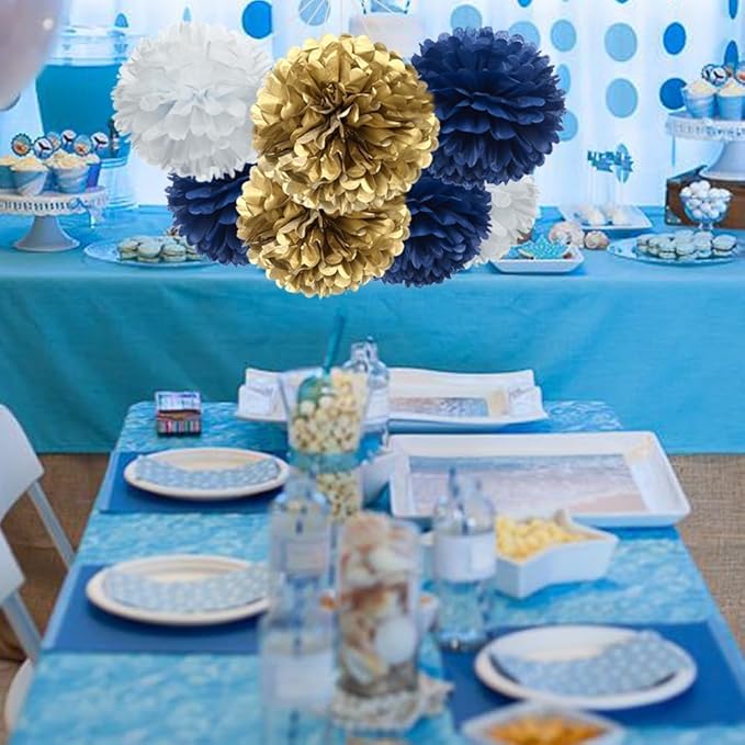 Lightingsky 10pcs Paper Tissue Pom Poms DIY Flowers Ball for Wedding Party Home Decoration (10 inch, Gold)