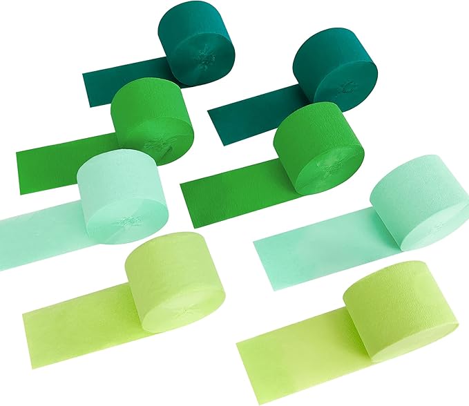 8 Rolls in 4 Colors Gradient Mint Green Party Crepe Paper Streamer, 8 Pieces 82 feet Streamets Party Decorations Supplies for Christmas St Patrick's Day Birthday Baby Shower Graduation Bridal Shower