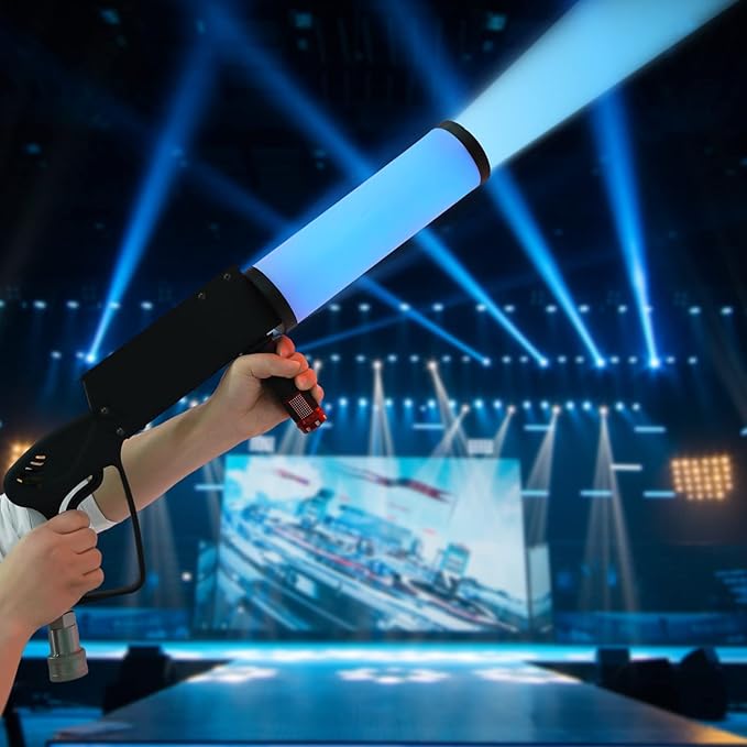 CO2 Cannon Gun DJ LED RGB Mixed CO2 Fog Gun Color-Changing Handheld Cryo Jet CO2 Machine with 10ft Gas Hose for Stage Effect, Concert, Party, Nightclub, Wedding, Theater