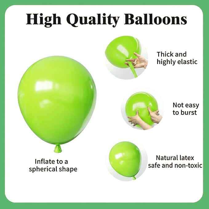 Green Balloons Set, 65pcs 12in Dark Light Green Balloons, Green Confetti Latex Party Balloon for St. Patrick's Day Jungle Forest Themed Birthday Decorations
