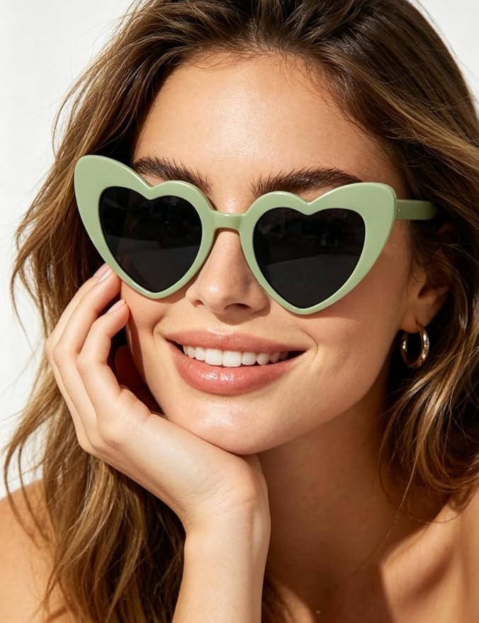 8 Pack Heart Sunglasses Vintage Cat Eye Heart Glasses Retro Bachelorette Bride Sunglasses Bulk for Women