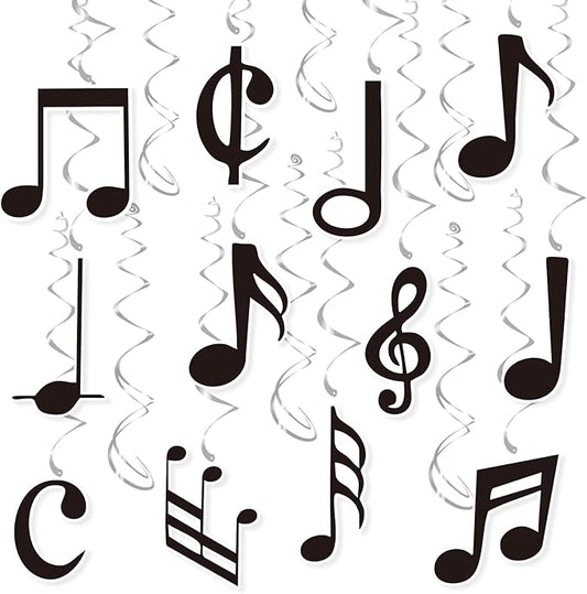 Musical Note Hanging Swirls - 30PCS Music Themed Party Decorations Musical Note Ceiling Streamers for Music Birthday Party Baby Shower Decor Supplies