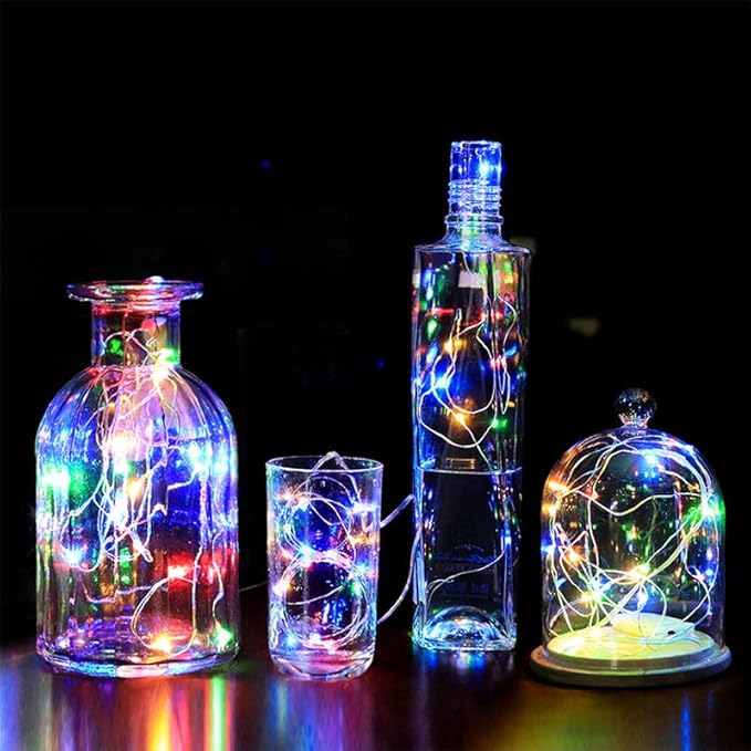BXROIU Fairy Lights CR2032 Battery Operated,6.6Ft/2Meter 20 LEDs Micro Silver Wire String Lights for Bedroom Christmas Party Wedding Decoration (Multi-Colour, 6 Pack)