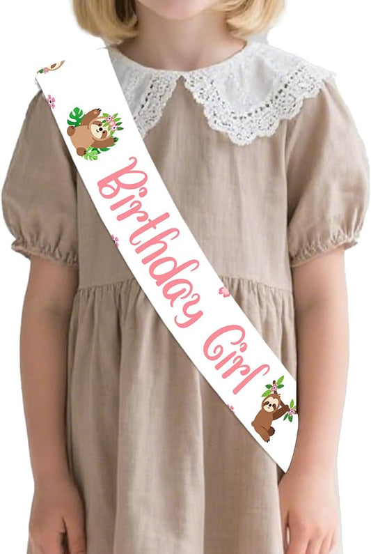 Sloth Birthday Decorations Sloth Birthday Girl Sash Cute Sloths Party Favor Sash for Girls Jungle Animal Sloths Happy Bday Sashes Bday Supplies Photo Props Gifts