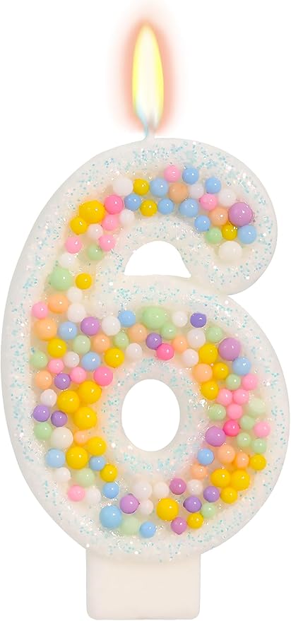 Number 6 Birthday Candle - Colorful Macaron Candles, 6 Candle Birthday Girl Women, Sweet Theme Birthday Party Supplies, Anniversary Party Cake Decorations