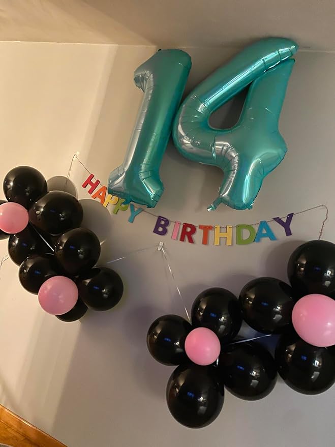 40 Inch Large Numbers Balloon, 4 Blue-green Ballon for 4th 14 40 44 Birthday Party, Balloon 4 Number for Graduations Wedding Supplies
