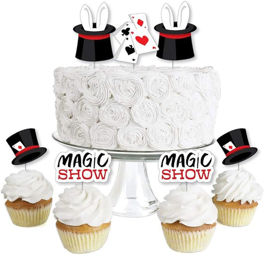 Big Dot of Happiness Ta-Da, Magic Show - Dessert Cupcake Toppers - Magical Birthday Party Clear Treat Picks - Set of 24