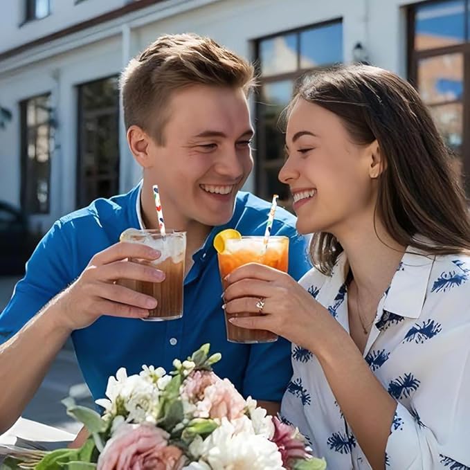 100 Pcs Colorful Hearts Printed Biodegradable Paper Straws, Eco-Friendly Valentines Drinking Straws for Valentine's Day Party,Birthday Party Supplies, Wedding Decorations
