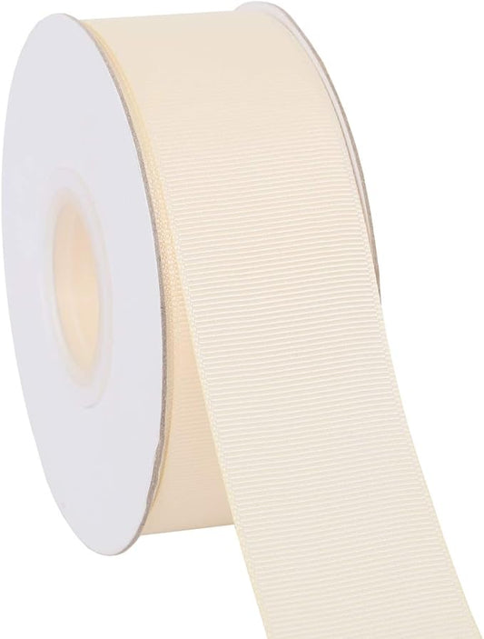 Ribbonitlux 1.5" Wide Solid Grosgrain Ribbon 25 Yards (810-Ivory）, Set for Gift Wrapping, Party Decor, Sewing Applications, Wedding and Craft