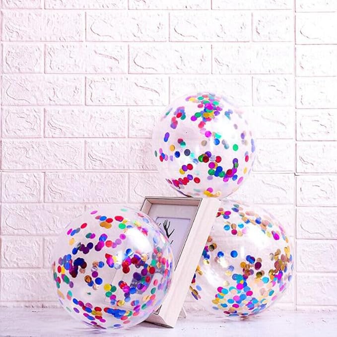 Bezente Rainbow Multicolor Confetti Latex Balloons - 60 Pack 12 inch Helium Colorful Confetti Balloons for Birthday Bridal Shower Wedding Party Decorations