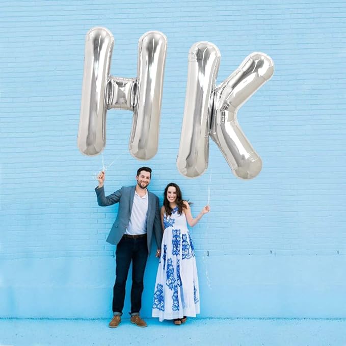 TONIFUL 40 Inch Large Silver Letter H Balloons, Foil Mylar Big Letter Balloons for 2026 New Year Eve Graduation Wedding Baby Shower Birthday Party Anniversary Supplies Decorations
