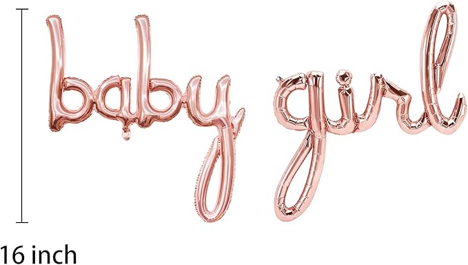 Baby Balloons - Rose Gold Girl Letter Banner for Baby Shower Decorations