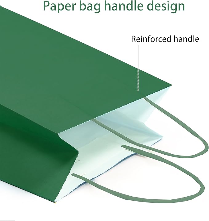 ADIDO EVA 25 PCS Sage Green Gift Bags Small Paper Bags with Handles for Party Favor (8.2 x 6 x 3.1 in, Sage Green)