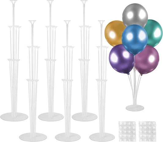 Voircoloria 6 Sets Balloon Stand Kits, Balloon Sticks with Base for Table Centerpieces Graduation Birthday Baby Shower Gender Reveal Party Decorations