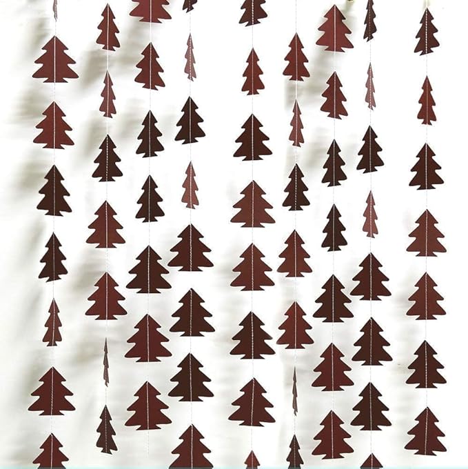 Sparkly Paper Christmas Tree Garland Kit for Home Party Decoration (Brown)