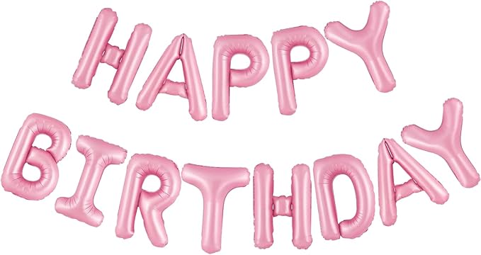 CANREVEL Happy Birthday Banner 13pcs 16 Inch Mylar Foil Letters Sign Balloons Birthday Party Decorations for Kids and Adults - 3D Pink