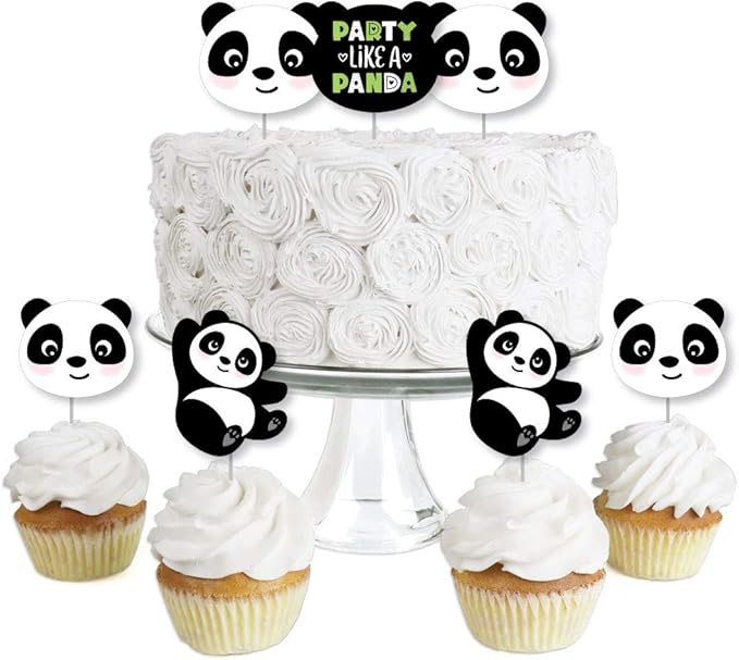 Big Dot of Happiness Party Like a Panda Bear - Dessert Cupcake Toppers - Baby Shower, Birthday Party Clear Treat Picks - Set of 24
