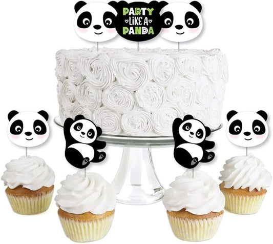 Big Dot of Happiness Party Like a Panda Bear - Dessert Cupcake Toppers - Baby Shower, Birthday Party Clear Treat Picks - Set of 24