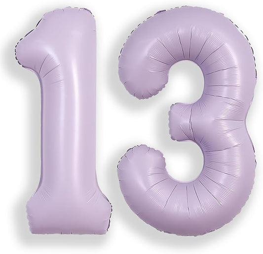 SUWEN 40 Inch Light Purple Large 13 Balloon Number Big Foil Helium Lavender Number Balloons Huge Mylar 0-9 Giant Jumbo Happy 13th Birthday Party Anniversary Decorations