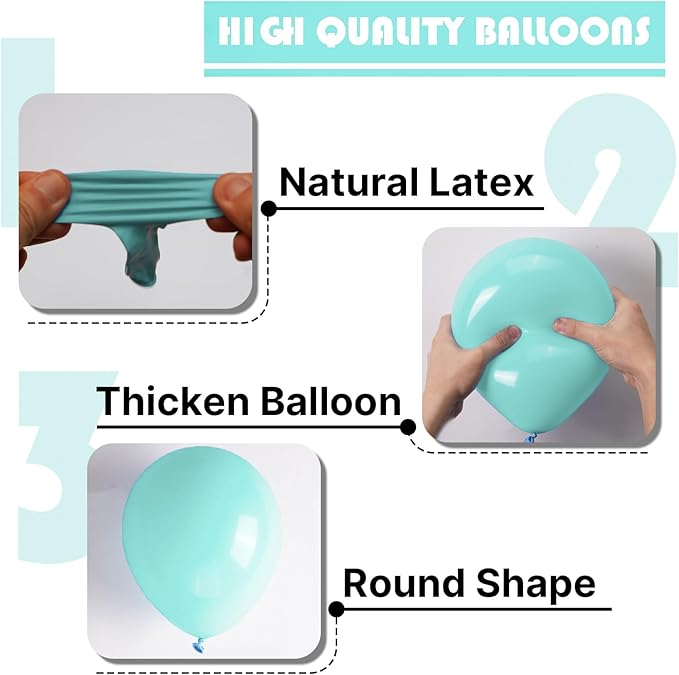 PartyWoo Teal Balloons 50 pcs 5 Inch Small Mini Pastel Teal Turquoise Peppermint Mint Balloons for Graduation Gender Reveal Baby Shower Wedding Anniversary Birthday Party Decorations Mint-Q03
