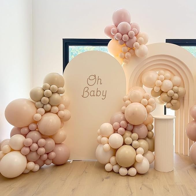 120pcs Nude Balloons, 18 12 10 5 inch Different Sizes Boho Neutral Balloon Arch Kit for Wedding Baby Shower Birthday Party Decorations